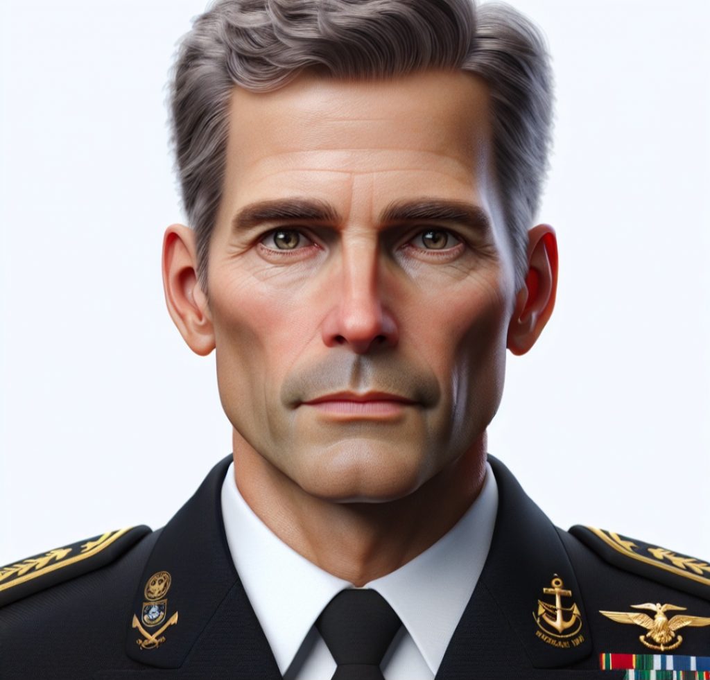 Military officer with serious expression
